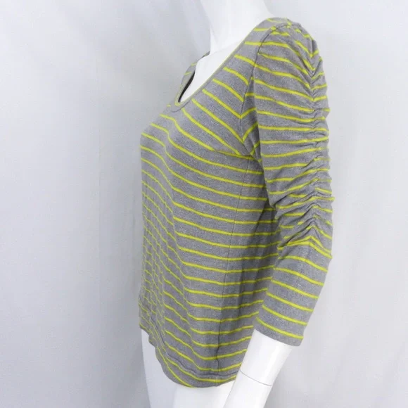 Anthropologie Large Dolan Scrunch Top Yellow Gray - Picture 4 of 8